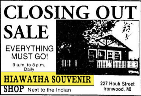 Hiawatha Souvenir and Coffee Shop - Aug 1997 Closeout